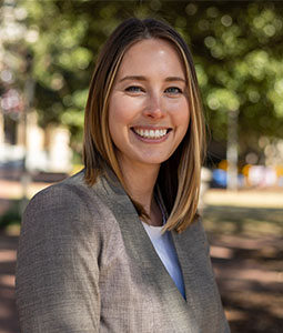 woman outside smiling