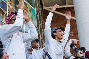 The Gamecock Women's Basketball team celebrates returning home after winning the 2022 NCAA National Championship.