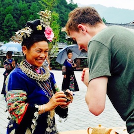 Student Joe Toomb in the Miao minority village of Guiyang, China