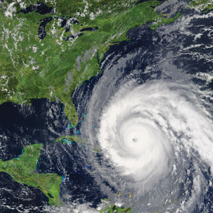 satellite shot of hurricane over North America