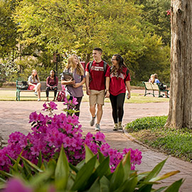 Students walking together on campus