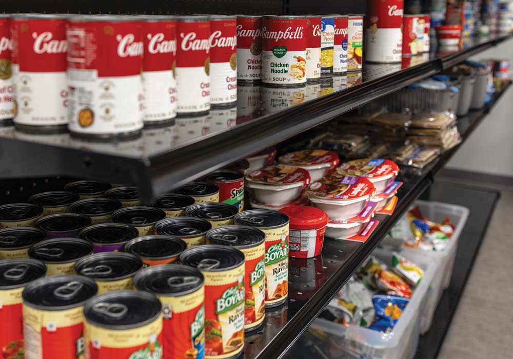 Soup sits on shelves at the The Gamecock CommUnity Shop.