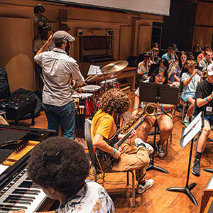 Students playing instruments 