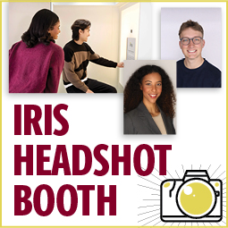 Image of Iris Headshot Booth photos and students using the booth