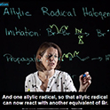 Closed captions on screen with instructor teaching