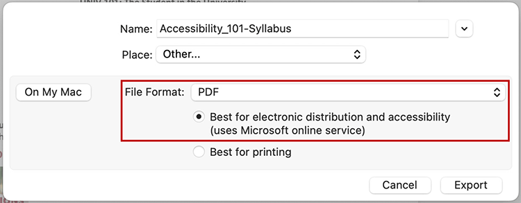 Microsoft Word to PDF - Digital Accessibility | University of South ...