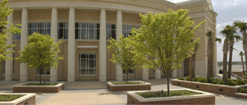 View of the outside of the Strom Thurmond Wellness and Fitness Center.