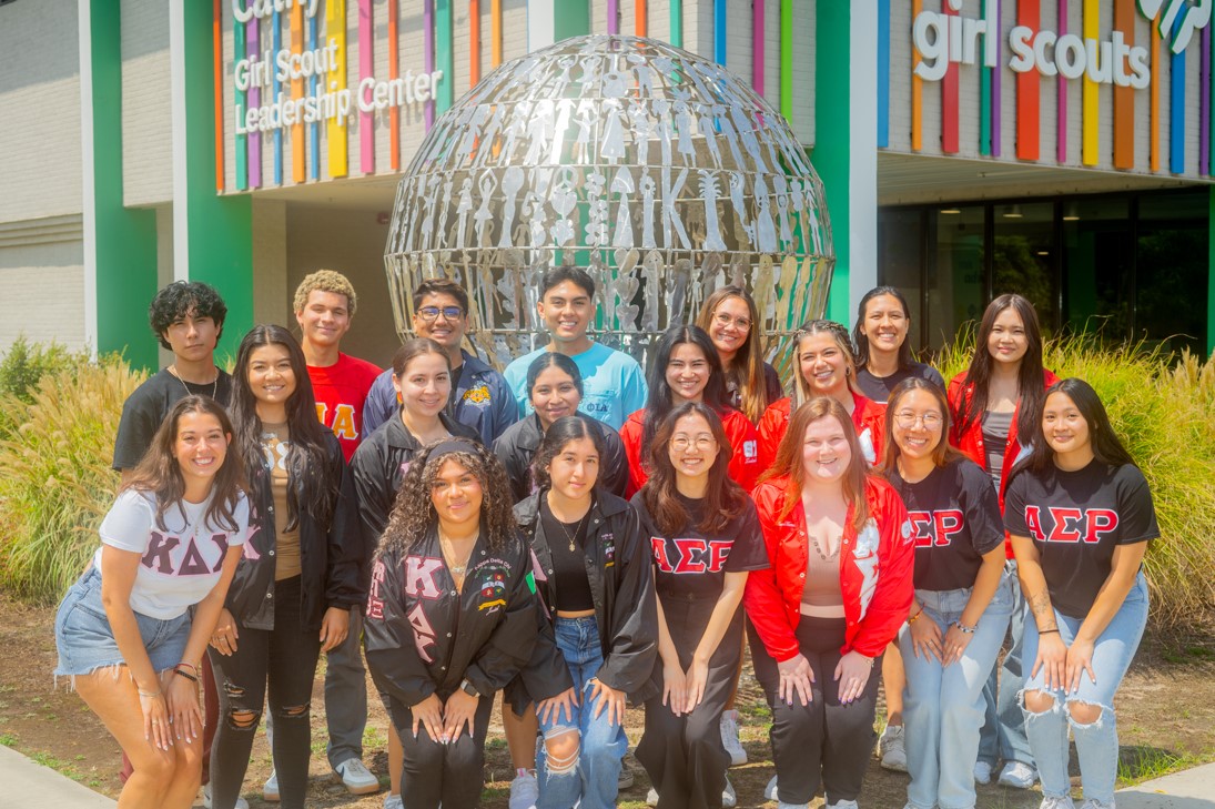Students in NPHC fraternities and sororities hang out together on the UofSC horseshoe.
