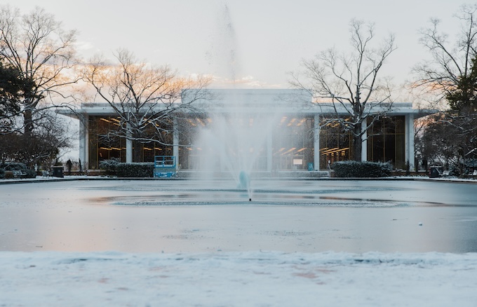 Thomas Cooper Library with snow