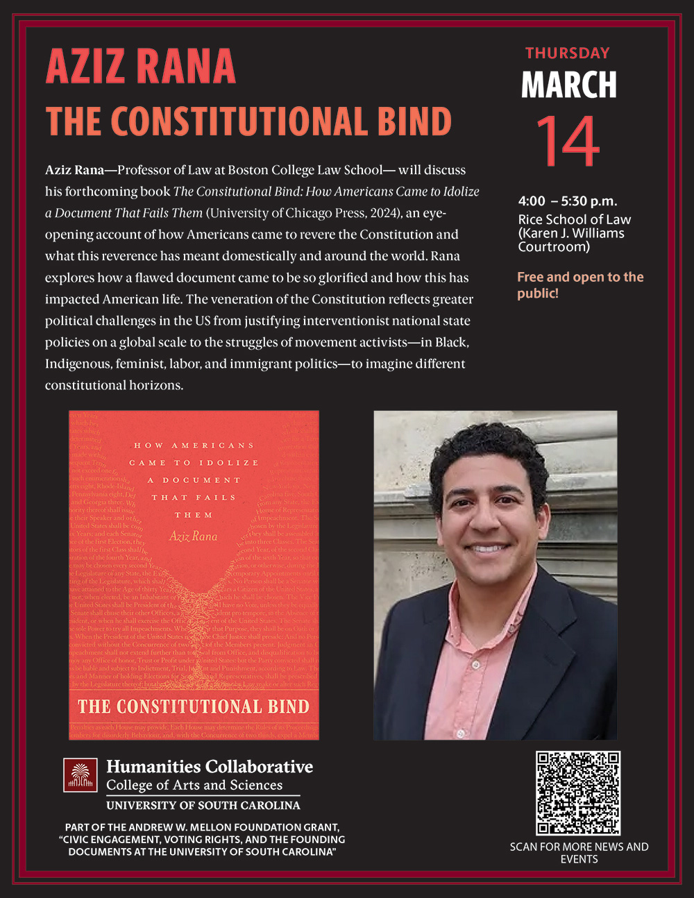 Print Flyer for lecture by Aziz Rana