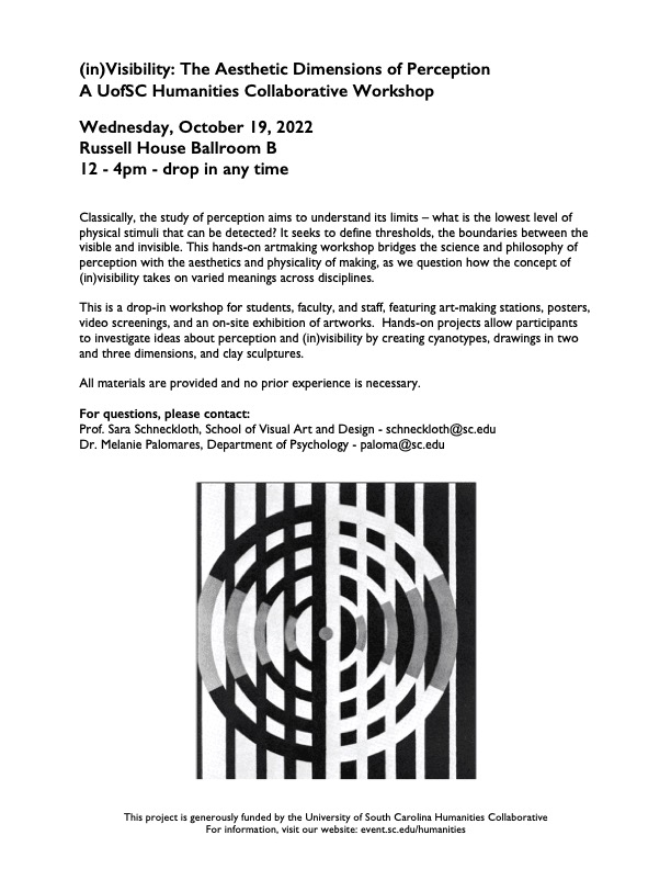 Flyer for (In)visibility Research Group: Columbia Museum of Art w/ Big Draw