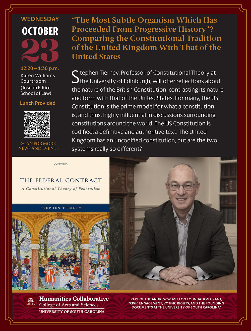 Print Flyer for Stephen Tierney Talk "Comparing the Constitutional Tradition of the United Kingdom With That of the United States"