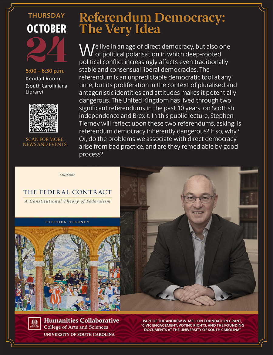 Print Flyer for Stephen Tierney Talk "Referendum Democracy"