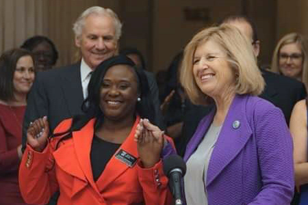 Teacher of Year, Chanda Jefferson, with state superintendent