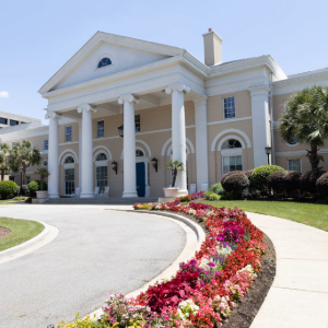 View of the outside of the National Advocacy Center on the USC campus.