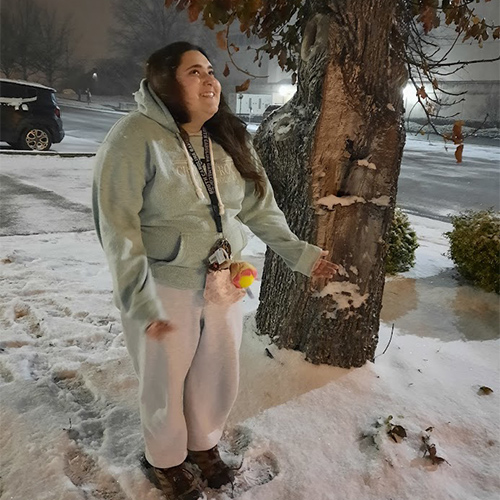 Edith Gonzalez-Mora in the snow.